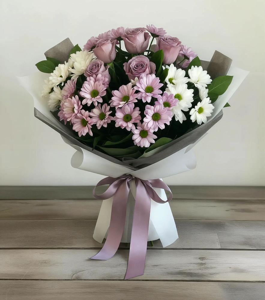Букет цветов из: Хризантемы и Розы в Сортавале