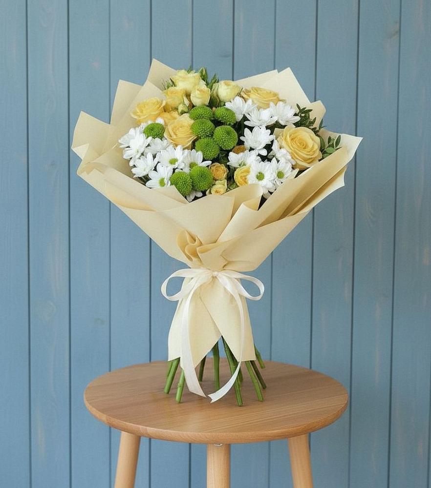 Букет цветов из: Хризантемы и Розы в Сортавале