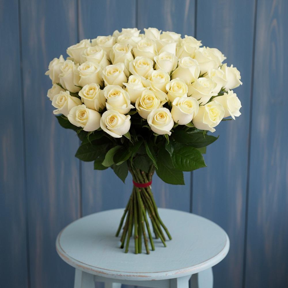 Букет 51 Белая роза Эдлесс Лав в Сортавале