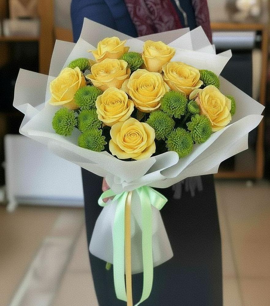 Букет цветов из: Хризантемы и Розы в Сортавале