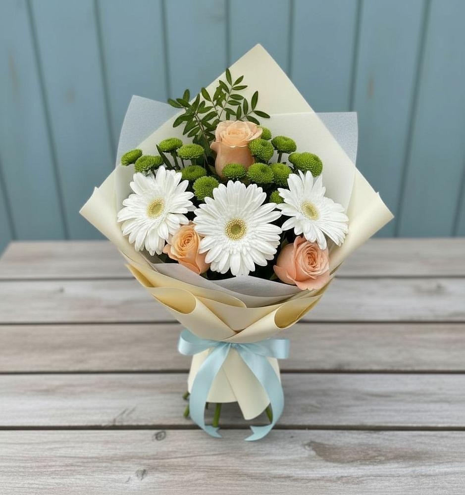 Букет цветов из: Герберы, Розы и Хризантемы в Сортавале