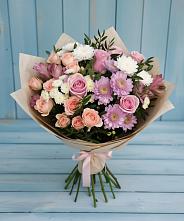 Букет цветов из:  Хризантемы, Розы и Альстромерии в Сортавале