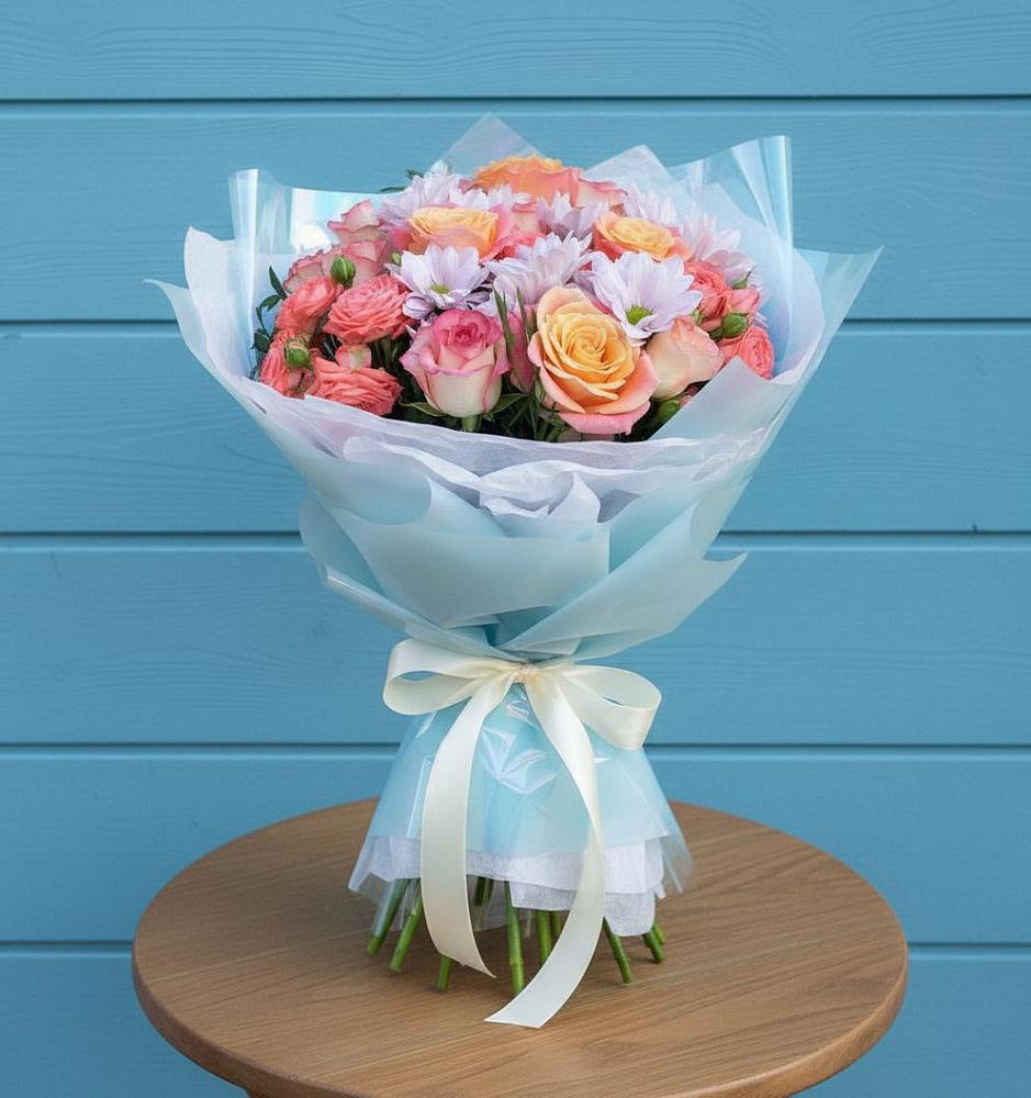 Букет цветов из: Хризантемы и Розы в Сортавале