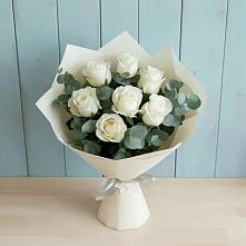 Букет Белые розы в Эвкалипте #REPLACE_PRED# Сортавале